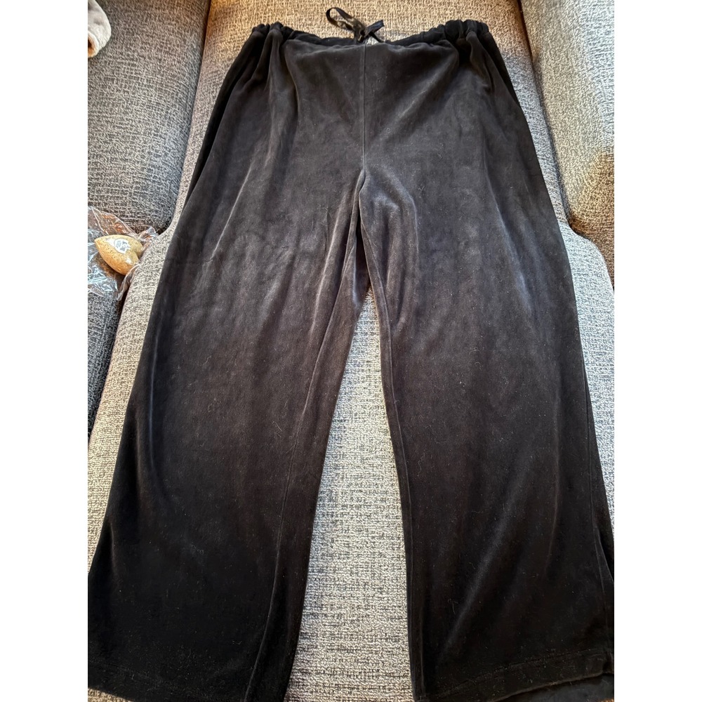 Bobbie Brooks Black Velour Wide Leg Lounge Pants Women's Size 2XL Plus Comfort